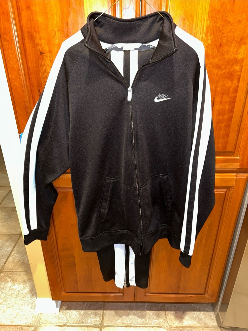 Nike Black Jacket with White Center Stripe